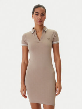 Guess Guess Každodenné šaty V6RK02 Z4692 Béžová Slim Fit