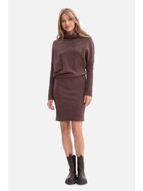BeWear BeWear Sukienka dzianinowa b309 Brązowy Baggy Fit