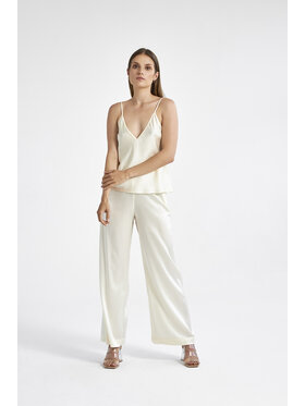 Because-M Because-M Top Satynowy Jedwabny Écru Regular Fit