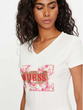 Guess T-shirt W4GI23 J1314 Écru Regular Fit