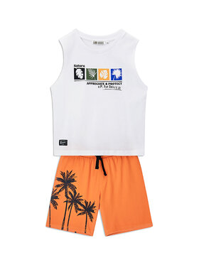 Original Marines Original Marines Комплект платнени шорти и топ DFP4322YM Бял Regular Fit