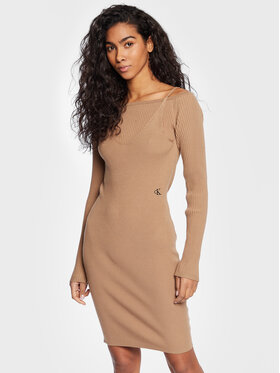 Calvin Klein Jeans Calvin Klein Jeans Set aus Bluse und Kleid J20J220955 Beige Slim Fit