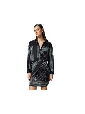 PINKO PINKO Sukienka letnia Abito mesopotamia twill stampa bandana Czarny Regular Fit