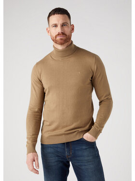 Wrangler Wrangler Sweter ROLL NECK KNIT Beżowy Regular Fit