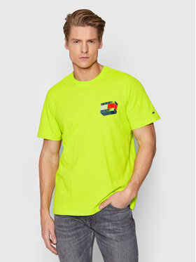Tommy Jeans Tommy Jeans T-shirt 3D Glow Flag Graphic DM0DM11624 Verde Regular Fit