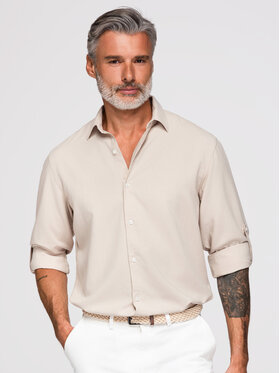 Ombre Ombre Koszula OM-SHCS-0190 Szary jasny Regular Fit