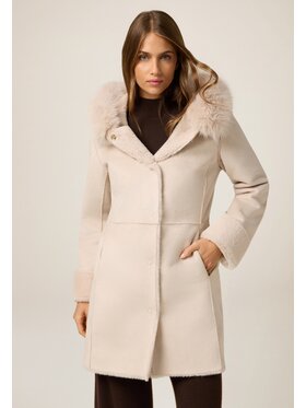 Oltre Oltre Płaszcz zimowy 8716R001283N002 Kremowy Baggy Fit