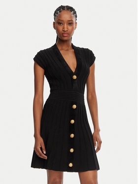Balmain Balmain Плетена рокля DF0R7086KH64 Черен Regular Fit