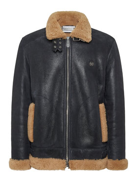 PHILIPP PLEIN PHILIPP PLEIN Kurtka skórzana 11479 Czarny Fitted Fit