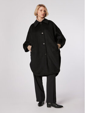 Simple Simple Płaszcz przejściowy PLD505-01 Czarny Oversize