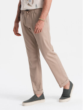 Ombre Ombre Kalhoty z materiálu OM-PACP-0198 Hnědá Chino Fit
