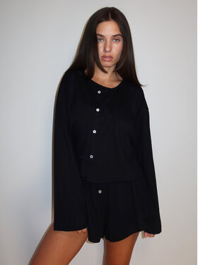 MissDenim MissDenim Bluza Pajama Overshirt Czarny Regular Fit
