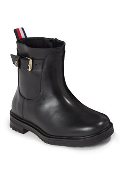 Tommy Hilfiger Tommy Hilfiger Боти Thermo Leather Belt Bootie FW0FW07479 Черен