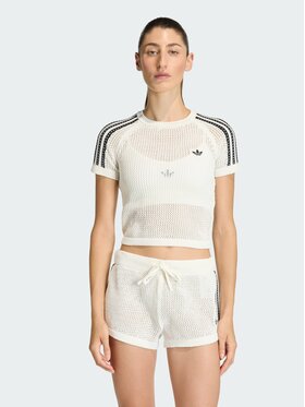 adidas adidas T-Shirt Knitted Crochet Cali KE0200 Biały Slim Fit