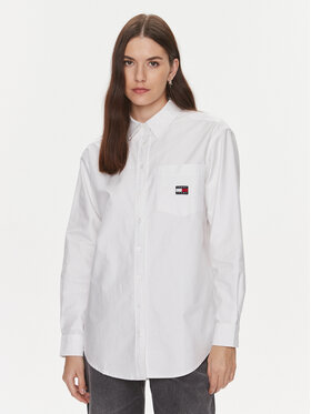 Tommy Jeans Tommy Jeans Hemd Badge Boyfriend DW0DW17351 Weiß Relaxed Fit