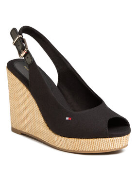 Tommy Hilfiger Tommy Hilfiger Espadrilky Iconic Elena Sling Back Wedge FW0FW04789 Čierna