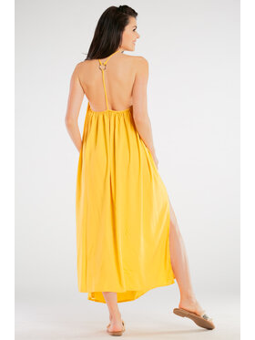 Awama Awama Sukienka letnia A428 Żółty Basic Fit