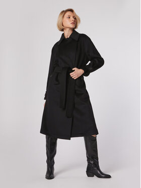 Simple Simple Płaszcz przejściowy PLD502-01 Czarny Relaxed Fit