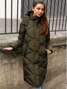 Perso Perso Dámska bunda BLH919064F Kaki Regular Fit