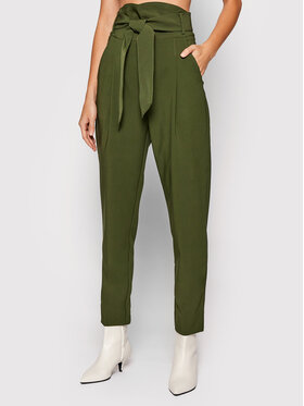 Custommade Custommade Kalhoty z materiálu Pinja 999425507 Zelená Regular Fit