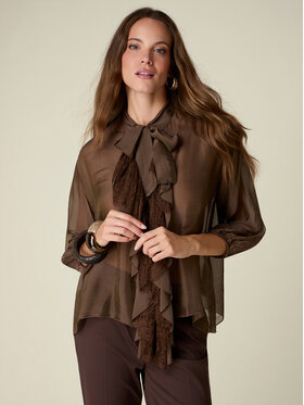 Oltre Oltre Koszula 5069J000902N027 Brązowy Regular Fit