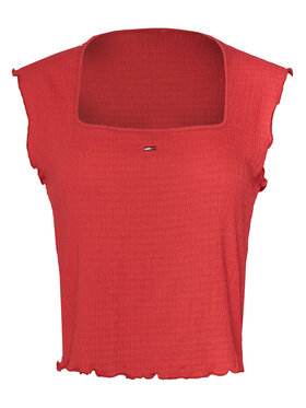 Tommy Jeans Tommy Jeans топ Smock Seersucker DW0DW22220 Червен Slim Fit
