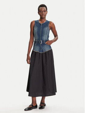 Desigual Desigual Дънкова рокля Poplin 25WWVD03 Тъмносин Regular Fit