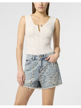 PHILIPP PLEIN PHILIPP PLEIN Tank top 29197 Biały Skin Tight Fit