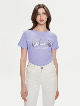 Guess Guess Tricou Ss Rn Sequins Logo T W4GI31 I3Z14 Violet Regular Fit