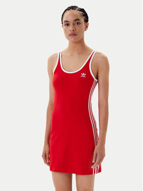 adidas adidas Haljina za svaki dan adicolor 3-Stripes JW2584 Crvena Slim Fit
