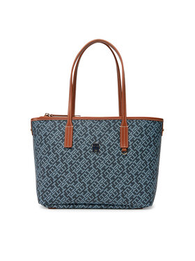 Tommy Hilfiger Tommy Hilfiger Borsetta Th Monoplay Leather Mini Tote AW0AW17415 Blu scuro