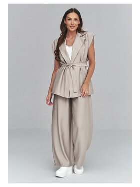 Makadamia Makadamia Komplet bluzka i spodnie C69 Brązowy Loose Fit