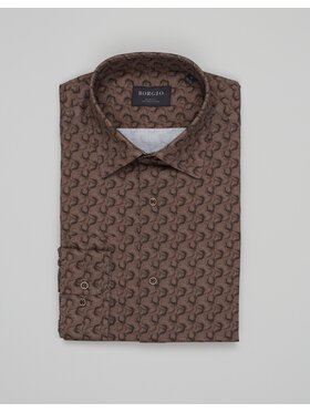 Borgio Borgio Koszula calimera 00692 Brązowy Slim Fit