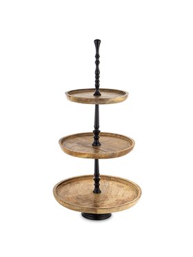 MIAhome MIAhome Patera drewniana 3 poziomy 61x30x30 cm CAKE - IV Brązowy