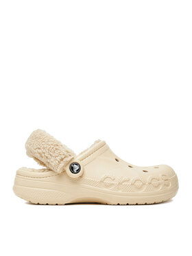 Crocs Crocs Klapki C-BAYA LINED FUZZ STRAP CLOG 206633-11S Beżowy