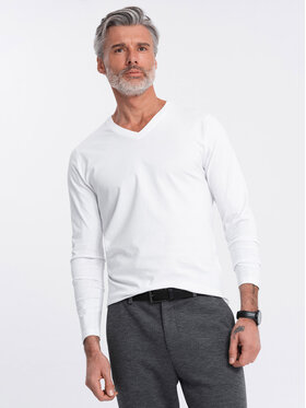 Ombre Ombre Longsleeve OM-LSBL-0108 Biały Classic Fit
