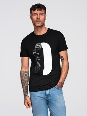 Ombre Ombre T-Shirt OM-TSPT-0166 Czarny Regular Fit