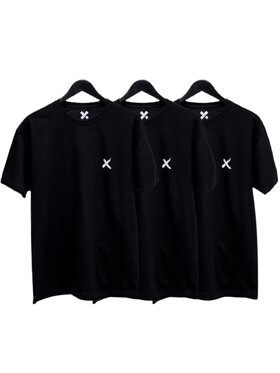 Point X Point X Komplet 3 t-shirtów Zestaw 3 T-Shirtów Męskich Czarnych Point X Mini X M Czarny Regular Fit