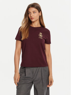 Tommy Hilfiger Tommy Hilfiger T-shirt Gold Crest WW0WW46153 Tamnocrvena Regular Fit