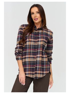 Makadamia Makadamia Koszula C75 Bordowy Loose Fit