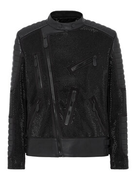 PHILIPP PLEIN PHILIPP PLEIN Kurtka skórzana 5627 Czarny Slim Fit