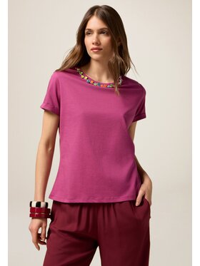 Oltre Oltre T-Shirt G050J004270N019 Fioletowy Regular Fit
