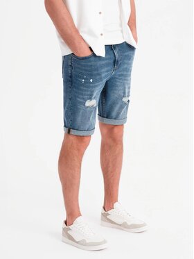 Ombre Ombre Szorty jeansowe OM-SRDS-0186 Niebieski Classic Fit