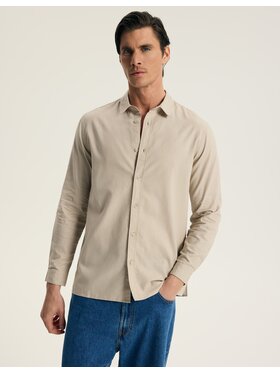 Esotiq Esotiq Koszula 44392 Beżowy Regular Fit