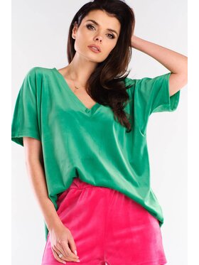 Awama Awama Bluzka A416 Zielony Basic Fit