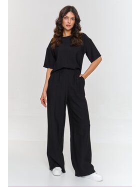 Makadamia Makadamia Komplet bluzka i spodnie m881 Czarny Loose Fit