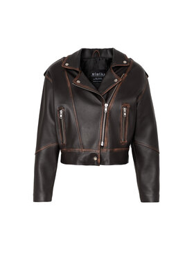 Mimika Mimika Kurtka skórzana AMAYA RAMONESKA OVERSIZE VINTAGE AMERICA CAFE Brązowy Oversize