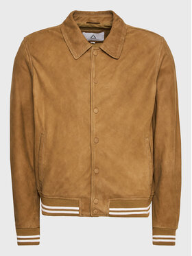 Serge Pariente Odinė striukė Teddy Suede Smėlio Regular Fit