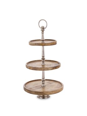MIAhome MIAhome Patera drewniana 3 poziomy 54x30x30 cm CAKE - I Brązowy