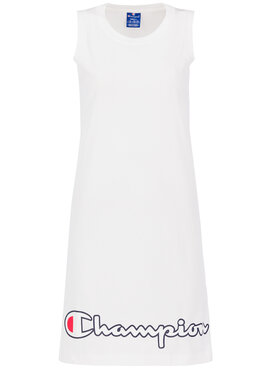 Champion Champion Každodenné šaty Script Logo Ribbed Trim 112657 Biela Regular Fit